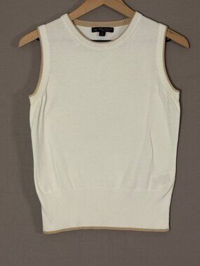 Brooks Brothers 346 Supima Cotton Sweater Vest Sleeveless Cream Ivory Size M